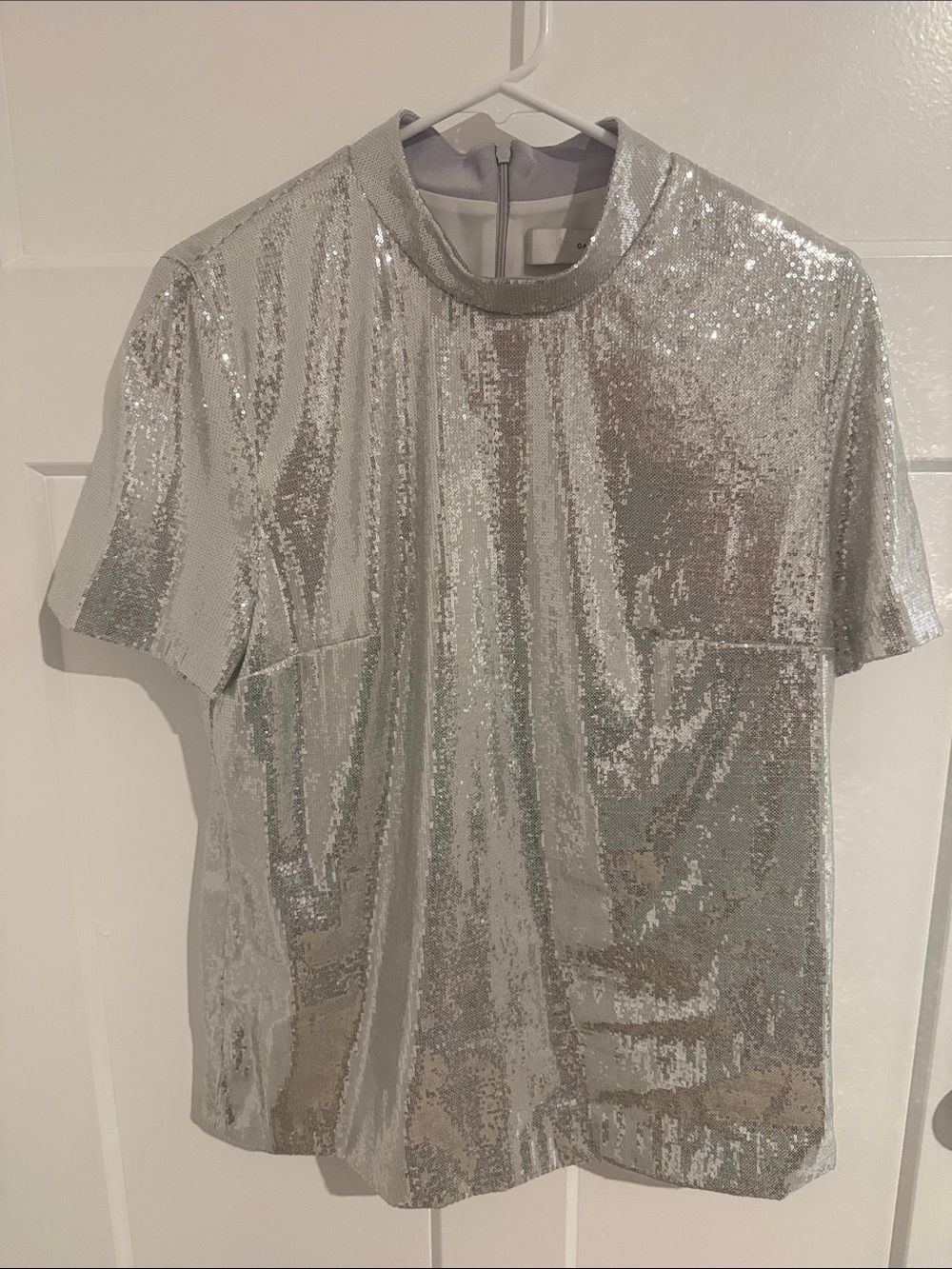 Men's Silver Sequin Short Sleeve Shirt